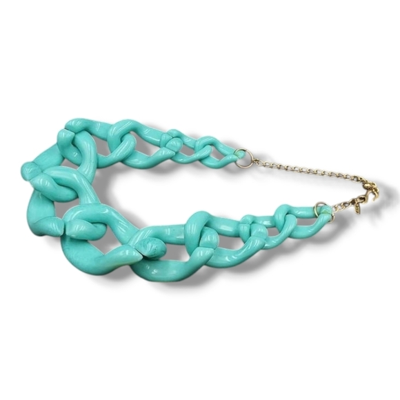 Vintage Chunky KJL Kenneth Jay Lane Turquoise Statement Chain Link Necklace - Picture 3 of 6